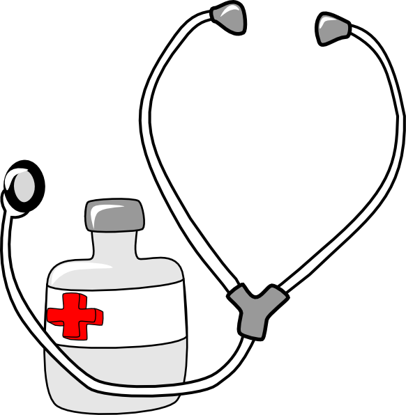 Stethoscope and Medicine bottle clip art